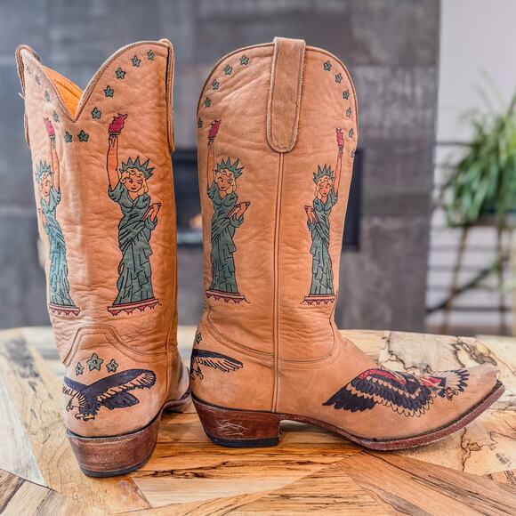 Rare Old Gringo Statue of Liberty Bald Eagle Tattooed Cowgirl Boots, Women’s 11B - Picture 7 of 10